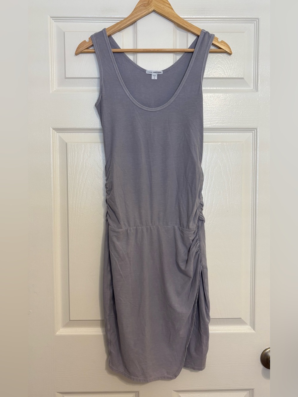 Standard James Perse Grey Tank Dress Ruched Faux Wtap Skirt 2 Medium